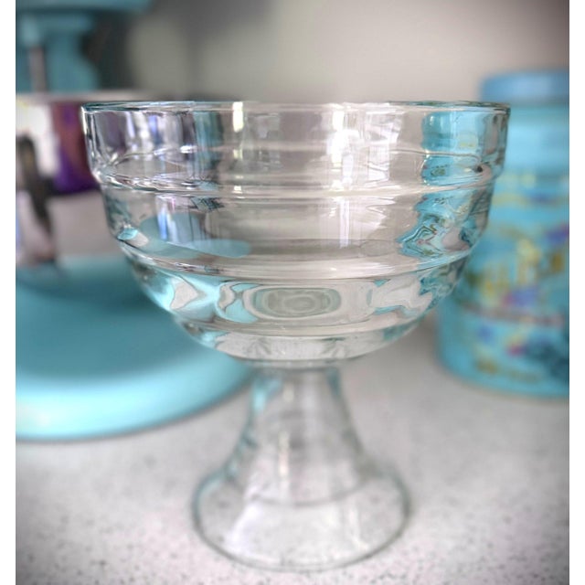 Art Deco Late 20th Century Art Deco Clear Glass Trifle Pedestal Bowl For Sale - Image 3 of 9