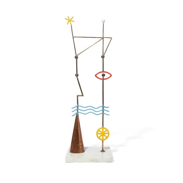 Abstract Peter D. Cole, Abstract Australian Post Modernist Sculpture Peter D. Cole Metal, Enamel, Marble For Sale - Image 3 of 11