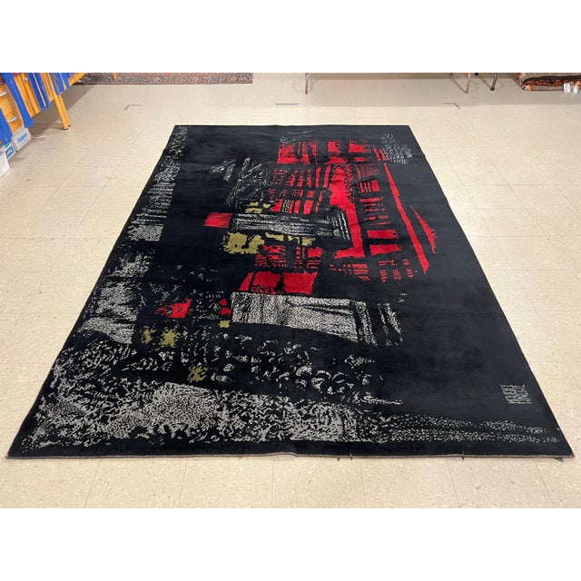 Hand Woven Rug, Signed by Maurice Andre, 1950 French Piece, Limited Edition For Sale - Image 4 of 9