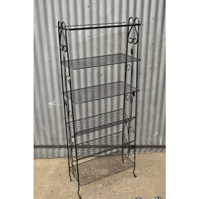 Vintage Wrought Iron Floral Bookcase Curio Rack Kitchen Stand Woodard