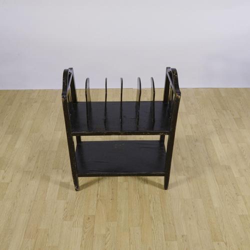 Magazine Rack in Black Lacquered Wood, 1900s For Sale - Image 5 of 9