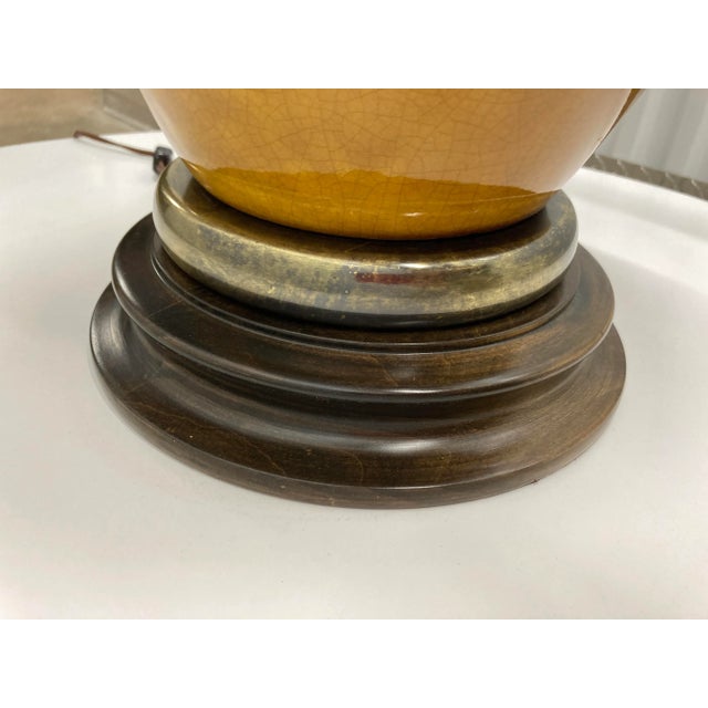 Burnt Orange Large Frederick Cooper Crackle Glazed Porcelain Ginger Jar Table Lamp and Frederick Cooper Barrel Shade - a Pair For Sale - Image 8 of 13