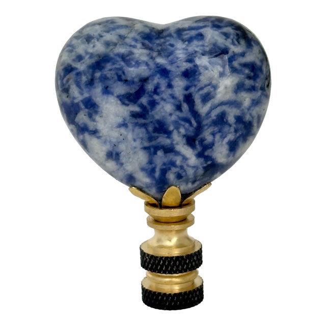 Sodalite Heart Lamp Finial on Brass Hardware For Sale