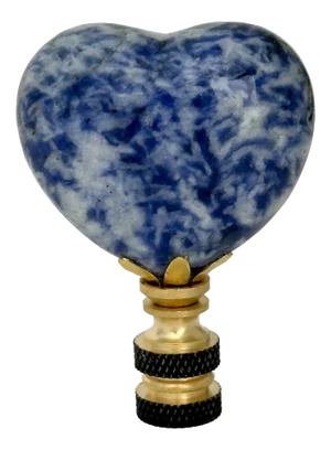 Sodalite Heart Lamp Finial on Brass Hardware