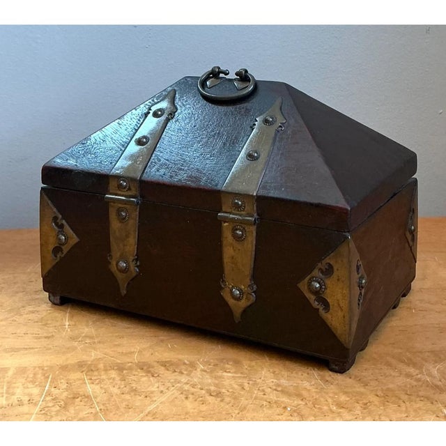 Vintage Wood and Metal Decorative Box For Sale - Image 9 of 12