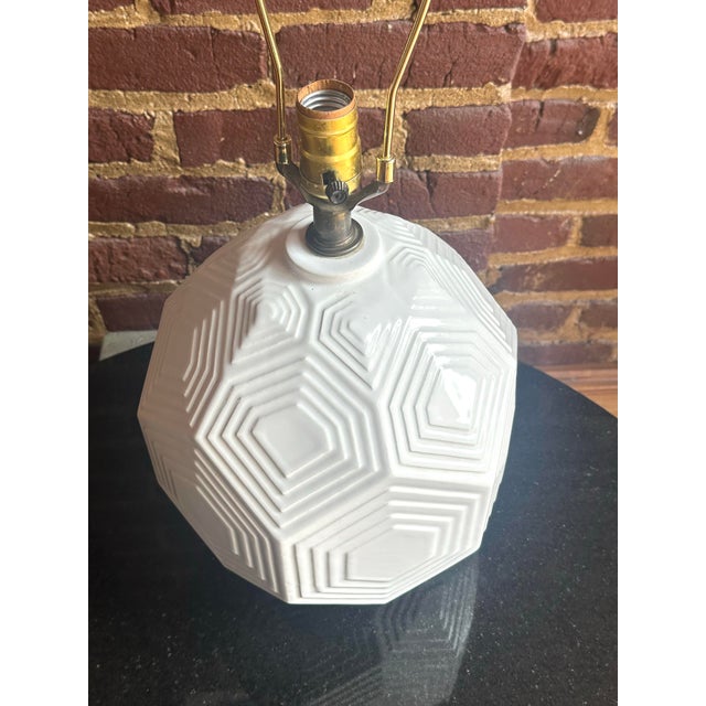 Item: Table Lamp Maker: Unknown Period: 1960s or 1970s Materials: Ceramic, metal, vinyl Place of Origin: United States...