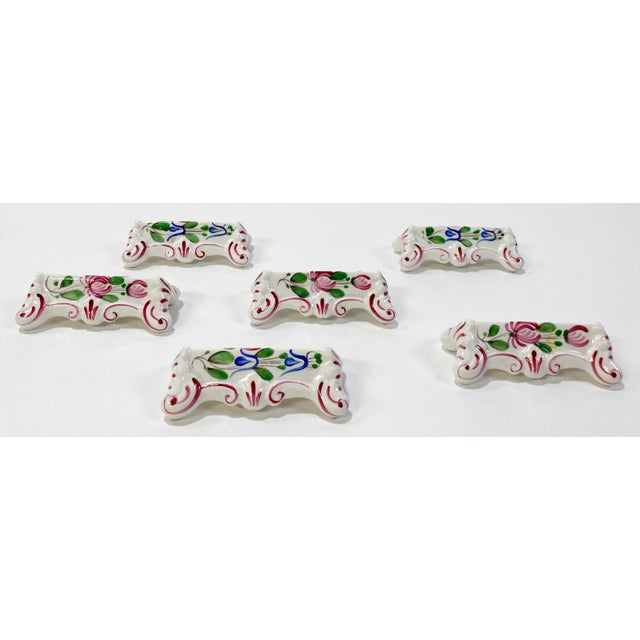 French Antique Hand-Painted French Porcelain Knife Rests, Set of 6 For Sale - Image 3 of 11