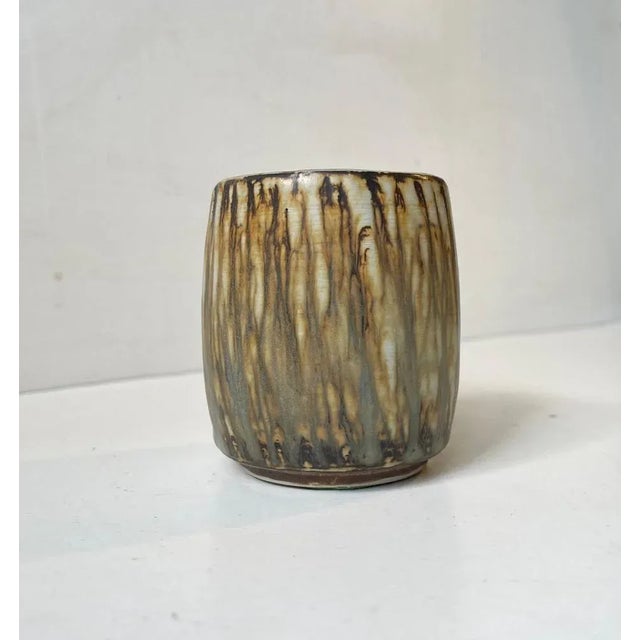 Brown Stoneware Vase with Tiger Taupé Glaze by Gunnar Nylund for Rörstrand, 1960s For Sale - Image 8 of 8
