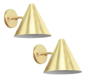 Pair of Satin Brass Mariner Indoor or Outdoor Wall Sconces