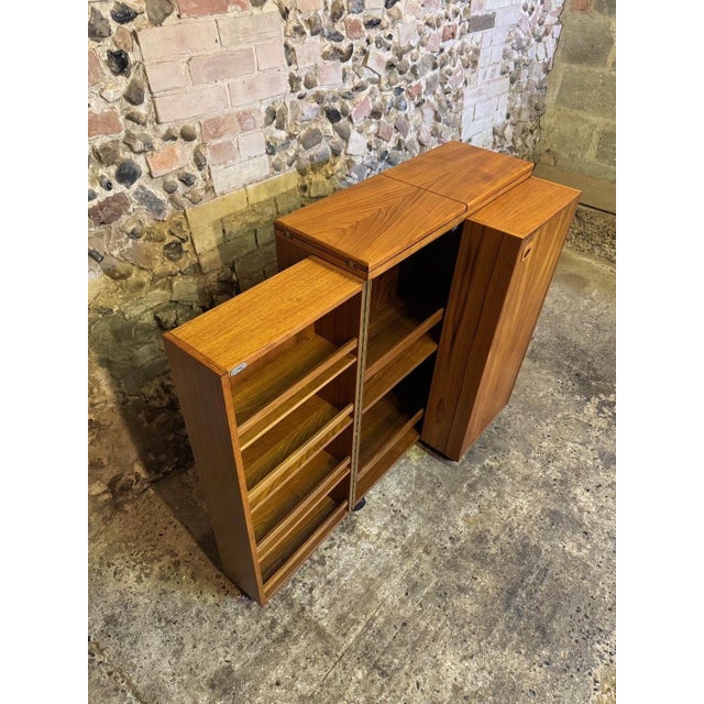 Vintage Danish Teak Fold-Out Bar Drinks Cabinet, 1960s For Sale - Image 12 of 18