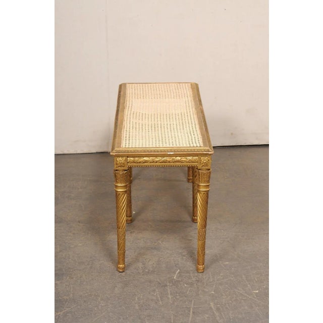 Early 20th Century French Carved & Gilt Bench with Cane Seating For Sale - Image 4 of 10