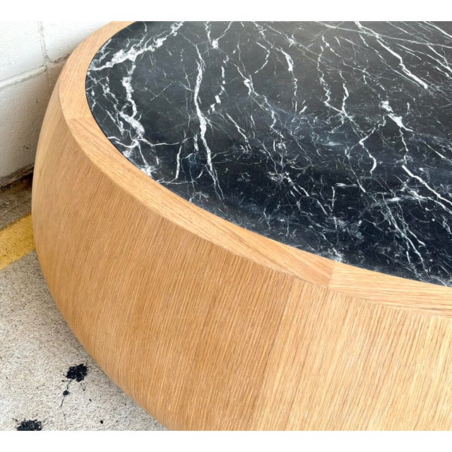 Thomas Pheasant for Baker Modern Black Marble Drum Cocktail Table For Sale In Atlanta - Image 6 of 6