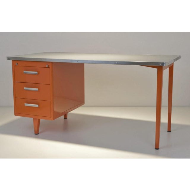 Metal Sheet Steel Desk from Gispen, Netherlands, 1955 For Sale - Image 7 of 18