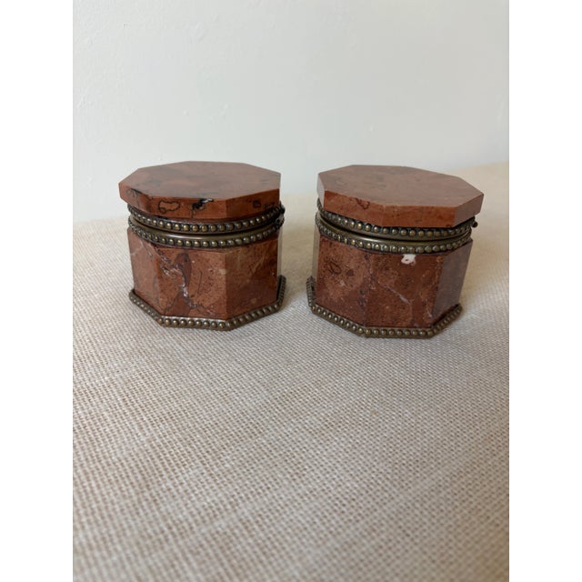Mid 19th Century Pair Antique 19th Century Red Marble Bronze French Neoclassical Boxes / Inkwells For Sale - Image 5 of 12