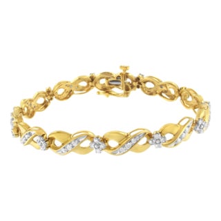 10K Yellow Gold Round-Cut Diamond Infinite Love Bracelet For Sale