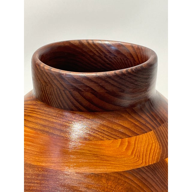 Wood Mid Century American Woodcraft Layered Vessel For Sale - Image 7 of 8