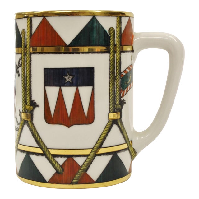 Late 20th Century Piero Fornasetti Heraldic Drum Mug For Sale