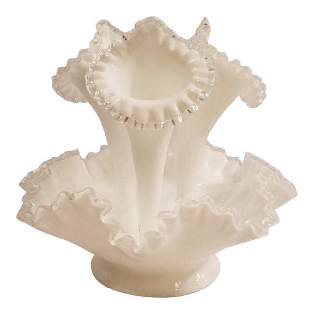 Vintage Fenton Three Horn Silver Crest Epergne Chairish
