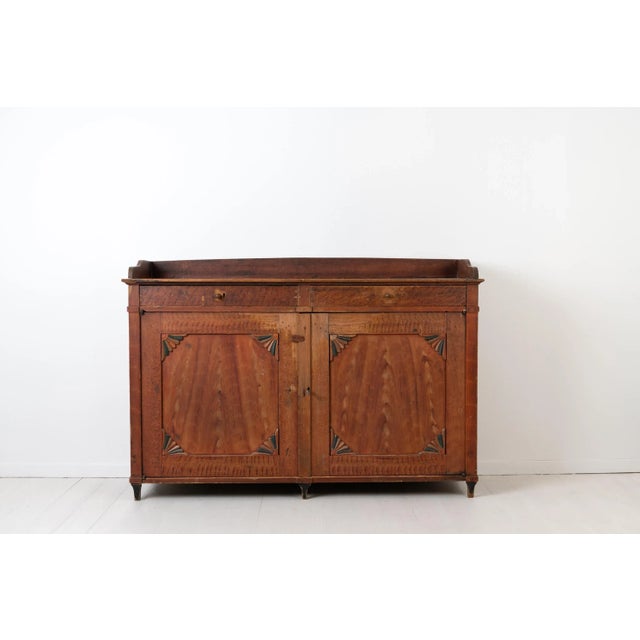 Gustavian (Swedish) Low and Wide Red Swedish Sideboard For Sale - Image 3 of 17
