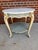 Exquisite Vintage Swedish Gustavian Louis XVI Style Pale Blue and Parcel Gilt Two-Tiered Marble Top Accent Table - Newly Painted For Sale - Image 4 of 12
