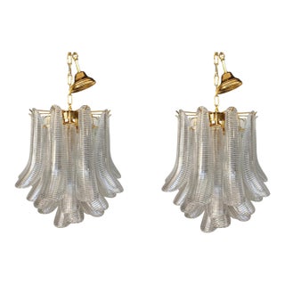 Sculptural Pair of Mazzega Style Murano Glass Selle Chandeliers Lot of 2 For Sale