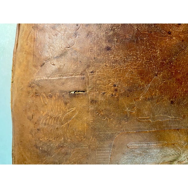 Vintage Mid-Century Egyptian Camel Saddle Stool in Leather and Brass For Sale - Image 15 of 15