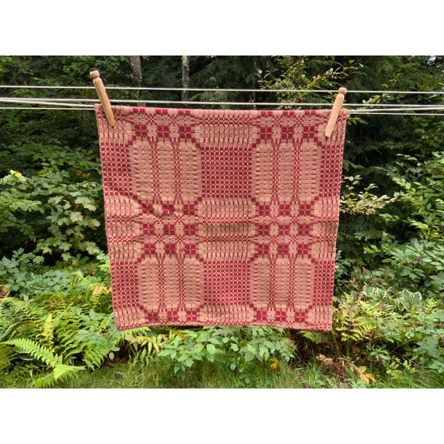 1900 - 1909 Early New England Textile Table Runner - Native American Inspired Pattern on Automated Loom Weaving For Sale - Image 5 of 12