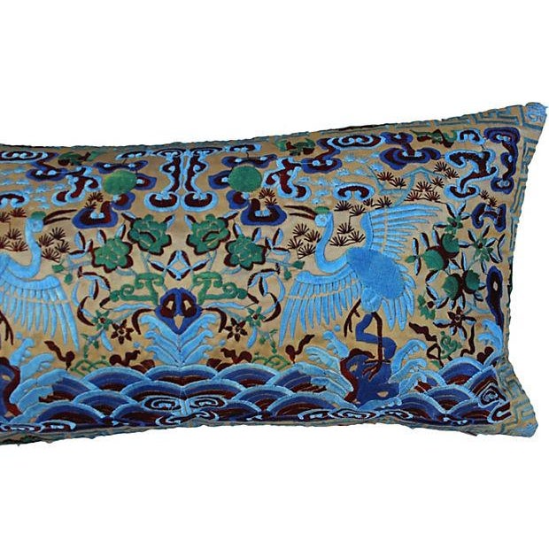 Embroidered Silk Crane Boudoir Pillow Chairish