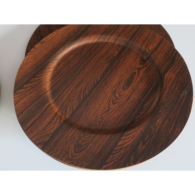 Mid-Century Modern Vintage Danish Plywood Rosewood and Teak Plates from Morsbak, 1960s, Set of 12 For Sale - Image 3 of 11