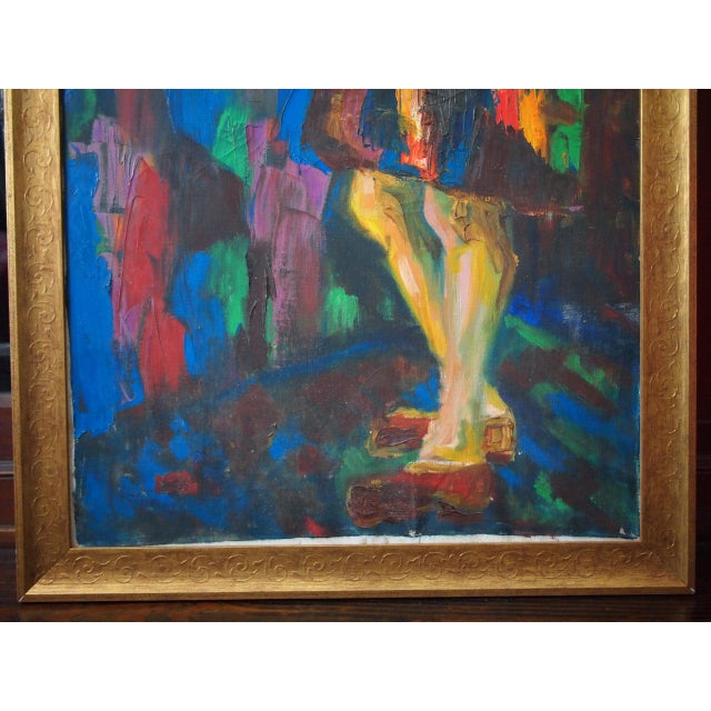 Mid 20th Century Vintage Irwin Touster Portrait Figural Painting For Sale - Image 5 of 11