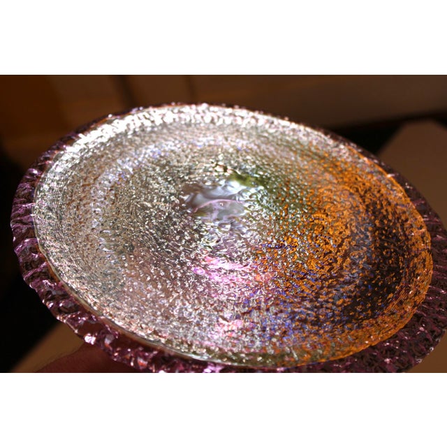 1990s Fire & Light Neodymium Lavender Glass Cake Plate, Signed For Sale - Image 10 of 14