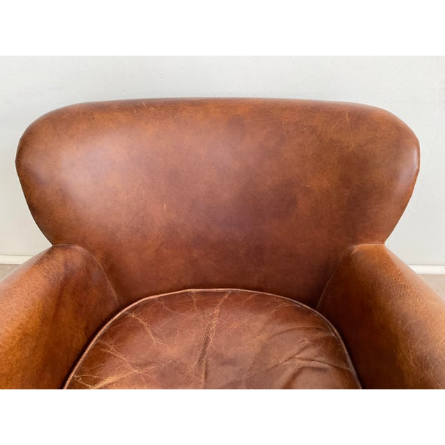 Vintage Distressed Brown Leather Club Chair For Sale - Image 9 of 17