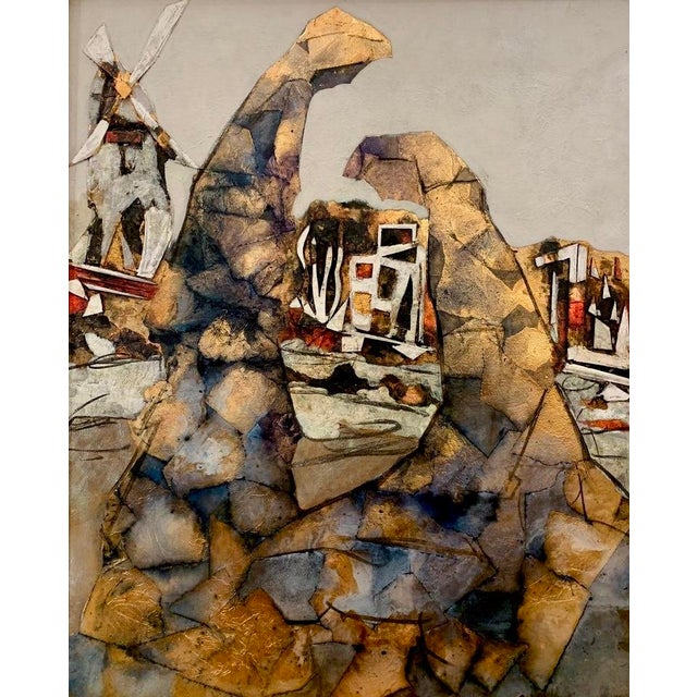 Figures associated with the work of milling appear in loose, gestural form across this tall canvas, built on Stella's...