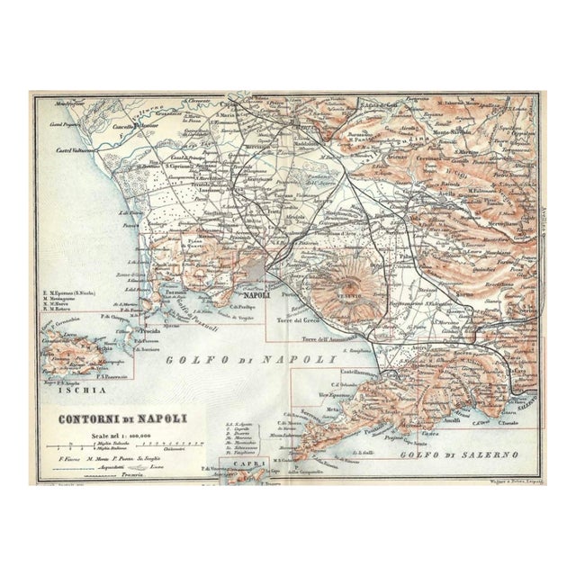 Antique Map of Naples Italy For Sale