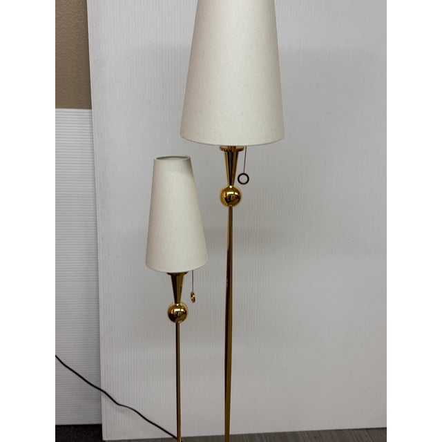 Jonathan Adler Caracas Brass Double Light Floor Lamp For Sale In San Francisco - Image 6 of 11