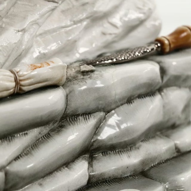 1980s Capodimonte "Michelangelo Sculpts Moses" Porcelain Sculpture on Wood Base Early Limited Edition For Sale - Image 11 of 15