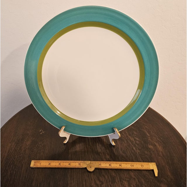 This Vintage 1960s Seville By Amcrest Ironstone Turquoise Green Chop Plate Platter is a stunning piece of mid-century...
