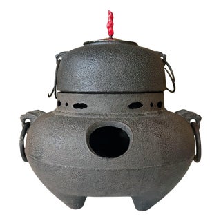 Fine Japanese Cast Iron Chagama Set for Tea Ceremoney For Sale