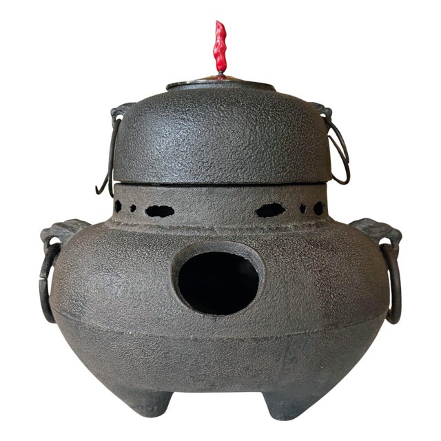 Fine Japanese Cast Iron Chagama Set for Tea Ceremoney For Sale