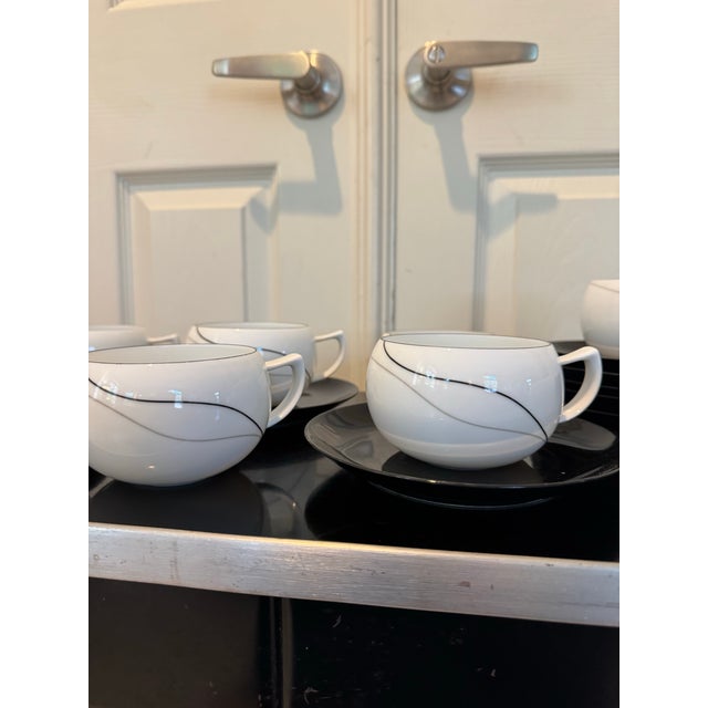 Black Vintage 90s Postmodern Japanese Daniel Hechter Coffee/ Tea Service (For 8) For Sale - Image 8 of 12