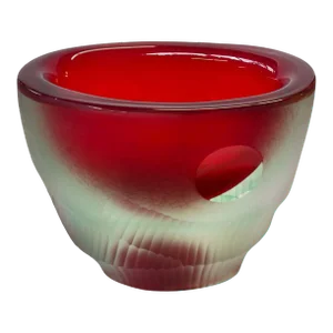 Vintage Italian Red & Clear Murano Glass Vase by Romano Dona, Circa 1960's