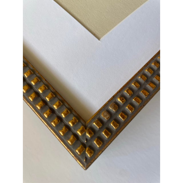 Abstract minimalist acrylic painting on French hand crafted cotton paper. Framed in a gold frame. All works on paper are...