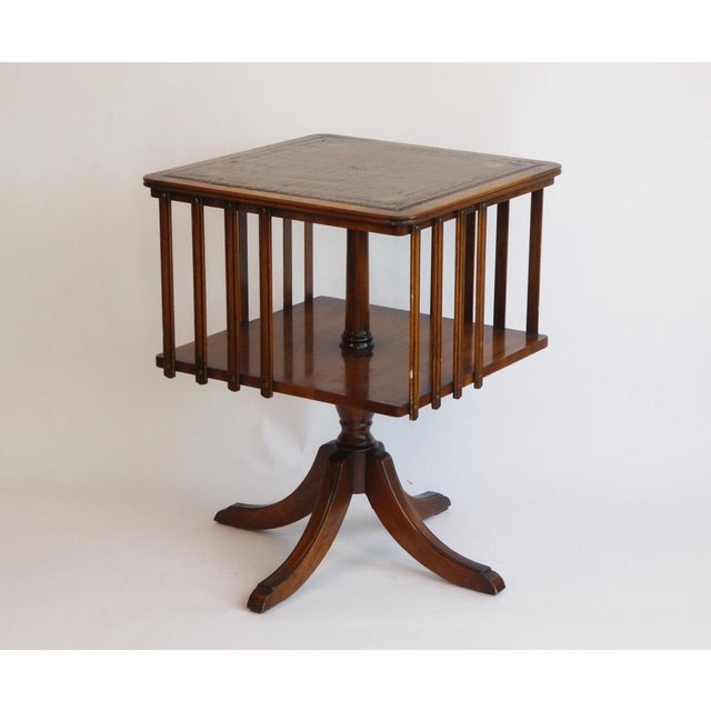 Victorian Revolving Bookcase with Leather, Antique Storage Cabinet For Sale - Image 6 of 10