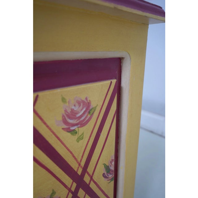 Pair Floral Hand Paint Decorated Nightstands For Sale - Image 9 of 12