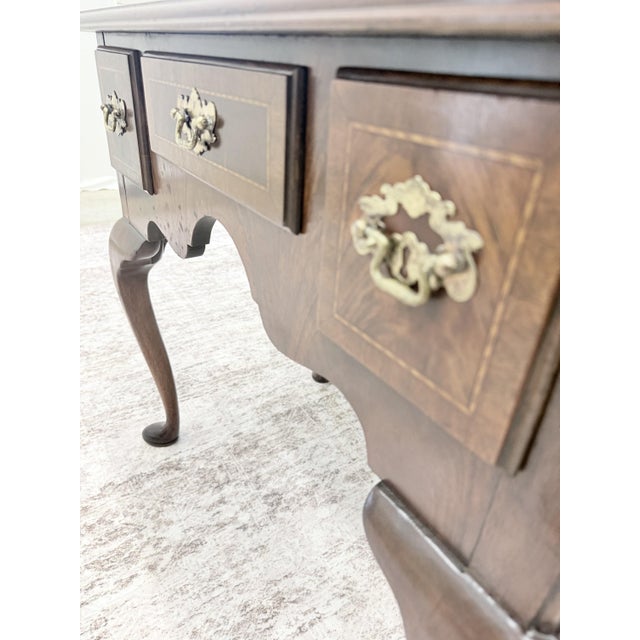 Wood Late 20th Century Council Furniture Queen Anne Inlaid Lowboy For Sale - Image 7 of 9