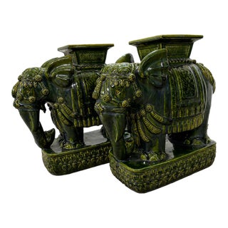Vintage Pair of Elephant Garden Stools For Sale