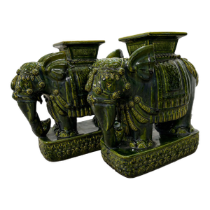 Vintage Pair of Elephant Garden Stools