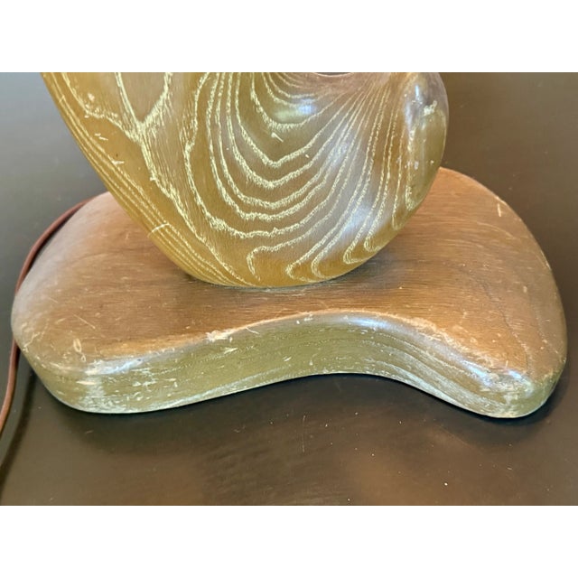 1950s Cerused Oak Lamp With Fiberglass Shade For Sale - Image 9 of 9