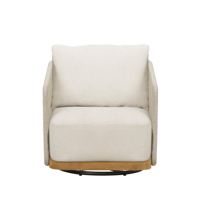 2020s Alpine Teak Wood Modern Swivel Outdoor Arm Chair – Beige For Sale - Image 5 of 17