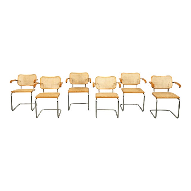 1973 Mid Century Modern Knoll International Marcel Breuer Cesca Chairs- Set of 6 For Sale